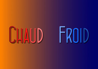 Chaud froid mots écrits en lettres rouges et bleues