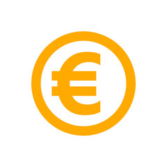 Obraz premium euro currency coin orange for icon isolated on white, euro money for app symbol, simple flat euro money, currency digital euro coin for financial concept