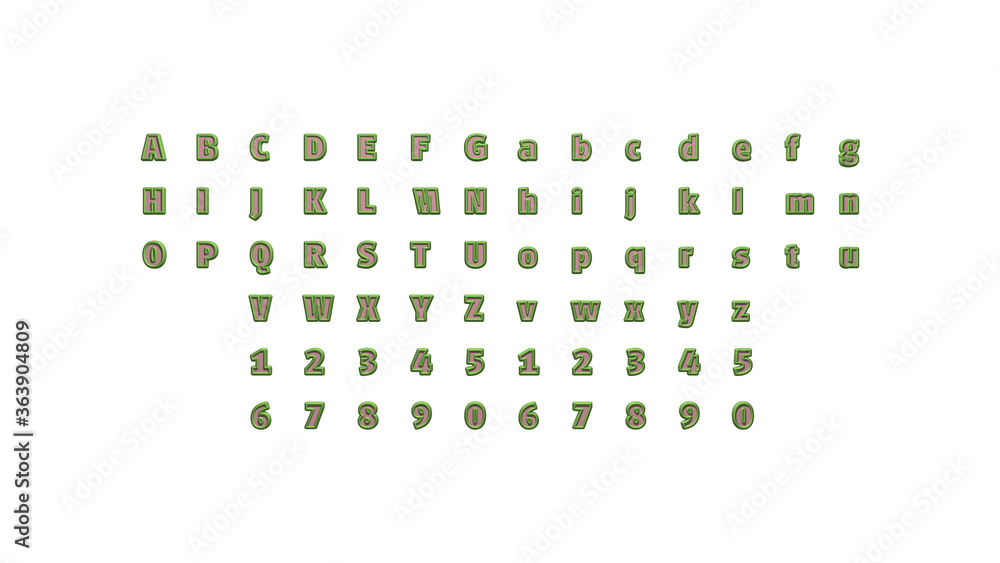 Poster full set of english alphabets in 3d illustrations which matching perspectives and lighting on each s