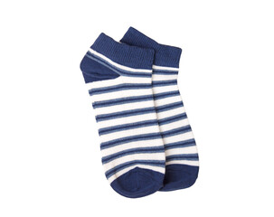 Pair of striped socks isolated on white background
