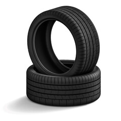 New car tires isolated on white background.High Performance Tires