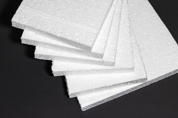 Styrofoam. Sheets of Factory manufacturing.