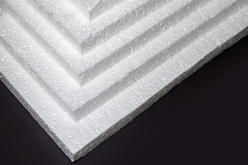 Styrofoam. Sheets of Factory manufacturing.