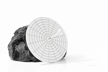 White Darts gainst the Black stone and white darts in the center of the target. 3d Render.