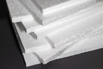 Styrofoam. Sheets of Factory manufacturing.