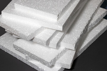 Styrofoam. Sheets of Factory manufacturing.