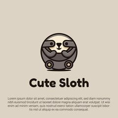 Vector illustration of cute sloth logo, icon, sticker design template