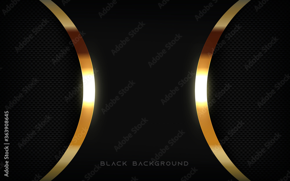 Poster luxury black background. texture layer with golden list sparkle light.
