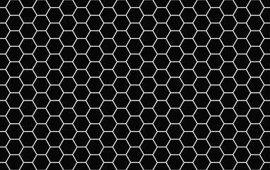 Dark horizontal background with hexagons. Vector background with lighting.