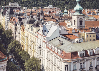 Prague cityscape, color toning applied, Czech Republic.