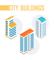 City buildings - modern vector colorful isometric elements