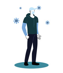 young man with mask in protection of coronavirus