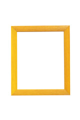 Yellow picture frame made of wood. Blank photo template 