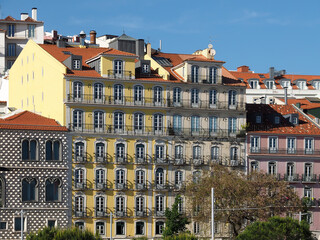 Colorful houses build the cityscape of Lisbon in Portugal
