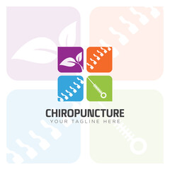 chiropuncture logo, creative chiropractic and acupuncture clinic vector
