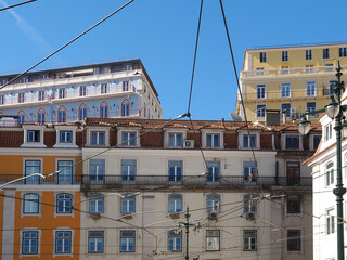 Colorful houses build the cityscape of Lisbon in Portugal