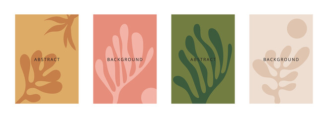 Social media banners, a beautiful leaf, and flower set of social media post templates with minimal abstract organic shapes composition can be used also card, cover, Vector illustration.