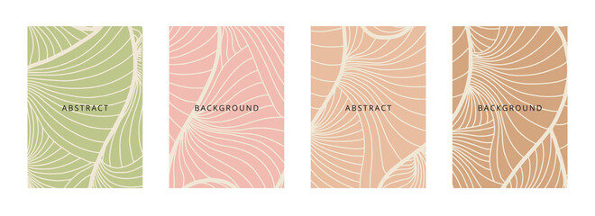 Social media banners, a beautiful line-art set of social media post templates with minimal abstract organic shapes, can be used also card, cover, Vector illustration.