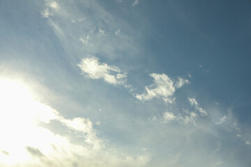 Blue sky with clouds. Amazing sunny summer day