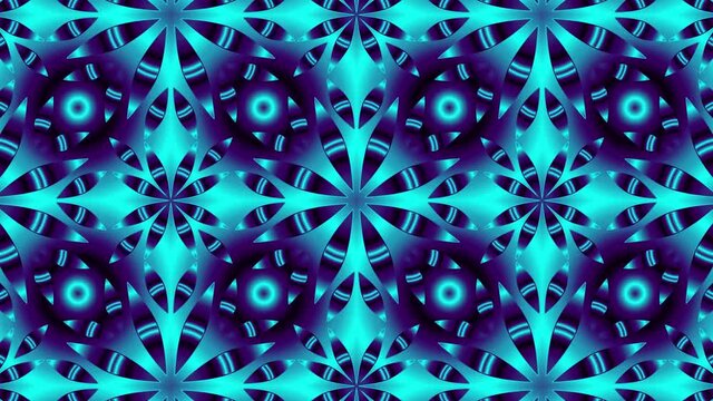 Multicolored kaleidoscope sequence templates. 4k abstract motion graphics. Fractal animation. Beautiful bright ornament. Seamless loop