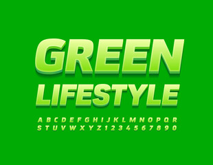Vector eco concept Green Lifestyle. Trendy modern Font. 3D Natural Alphabet Letters and Numbers