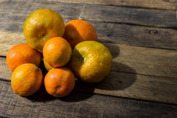 lemons on wooden table