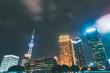 Obraz premium High-rise buildings in the evening