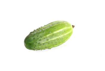 Fresh cucumber isolated on white background. Green organic pickle