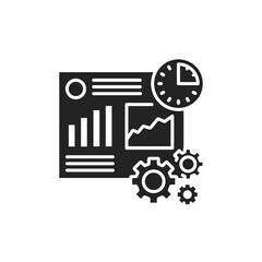 Time management black glyph icon. Workflow planning and control concept. Sign for web page, mobile app, button, logo. Vector isolated element. Editable stroke.