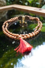 Naklejka premium Ganesha sitting on glas with a Male around him.