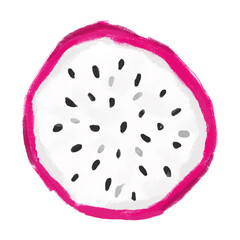 Hand drawn watercolor Pitaya Fruit. Dragon Fruit isolated on a white background. 
