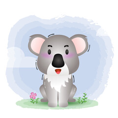 cute little koala in the children's style. cute cartoon koala vector illustration