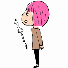 ピンクの髪をした女性の横顔