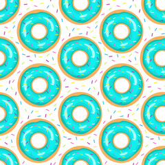 Fototapeta premium Seamless cute pattern with donuts.