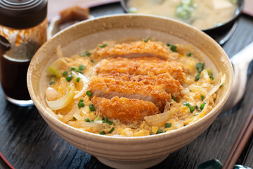 Close-up Japanese famous donburi food, Katsudon