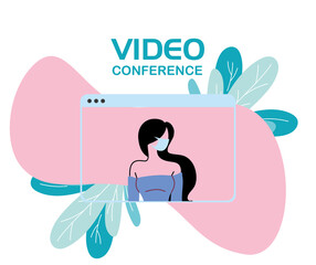 woman with mask on video conference