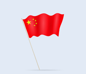 China flag on flagpole waving in the wind. Vector illustration.