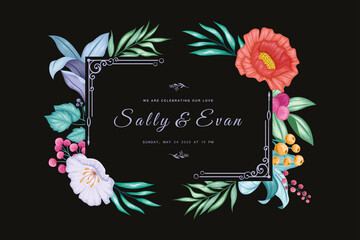 Beautiful floral wedding invitation