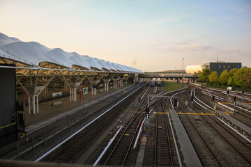 Fototapeta premium railway in the sunset