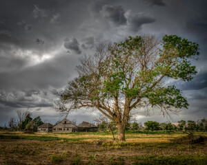 Old, Abandoned Structures on the Great Plains as Storms Approach