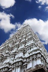 Amazing blue sky background at Hindu Temple. Great Hindu architecture in Tamil Nadu, India.
