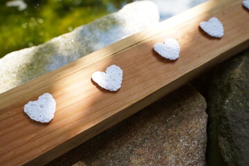 White heat on wood background for valentines