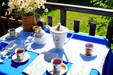 Afternoon tea served in the garden. 