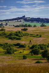 Fototapeta premium nice nature view on Komari vizka with green field