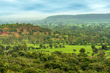 Fototapeta na wymiar Beautiful view of Green Valley, View from Narsinghgarh Fort,Narsinghgarh (near Bhopal), Madhya Pradesh, India.