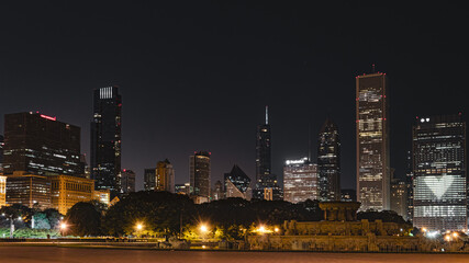 Chicago skyline at night