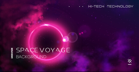 Vector illustration of space, planets and galaxy for poster, banner or background. © Andrey KENO