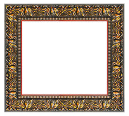 Golden vintage square frame on a white background