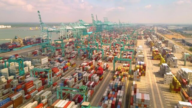 Aerial shot of container port  Johor Malaysia