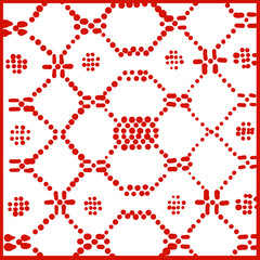 dot ornament in square geometric shape red on white colour
